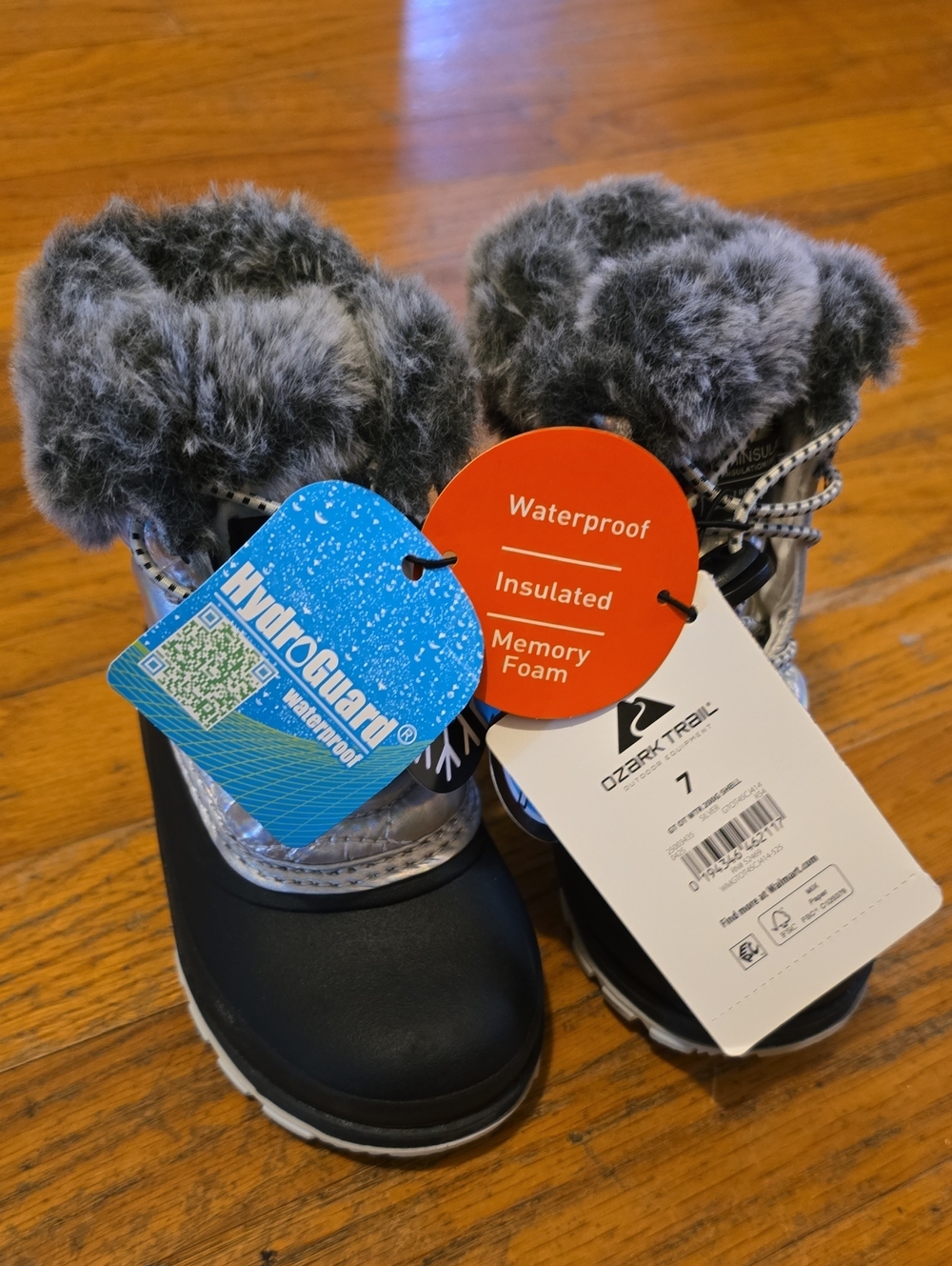 Ozark Trail Black and Gray Toddler Girl Waterproof Insulated Winter Boots